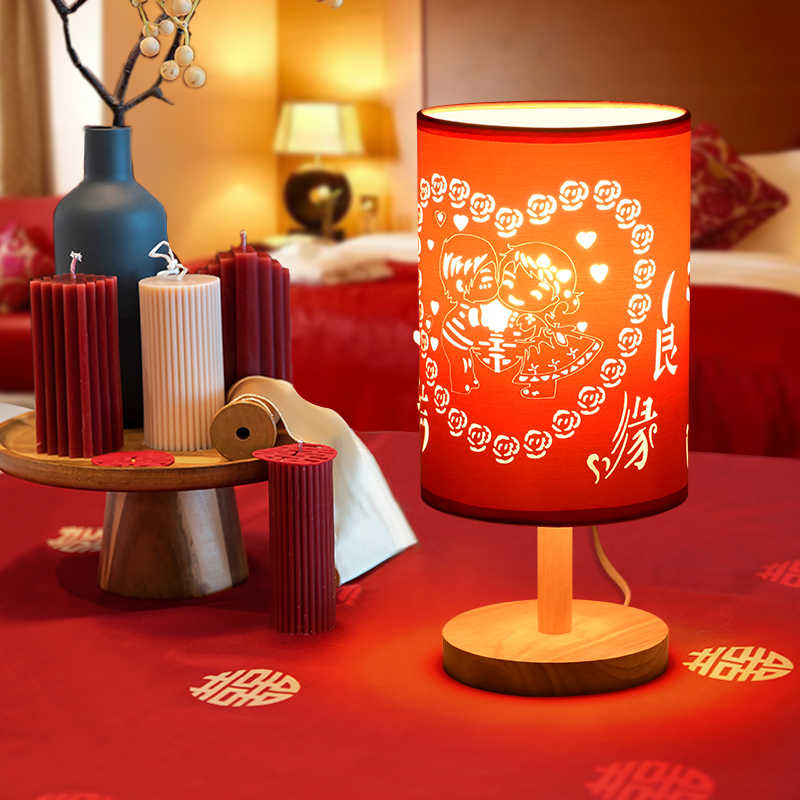 Truely Unique Gift Nightstand Table Lamp with Text Logo Printing or Pattern Design Laser Cut