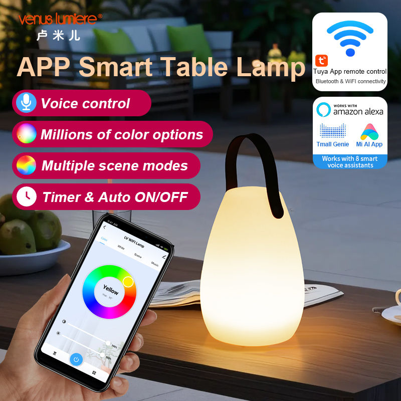 Custom Alexa Enabled WiFi Bluetooth LED Portable Smart Table Lamp