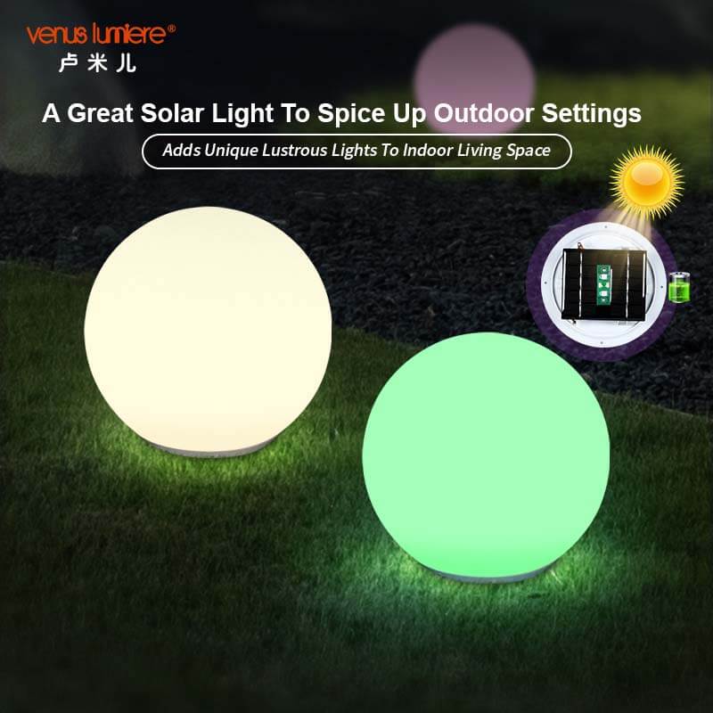 Custom Good Vibes Indoor Outdoor RGB Color Changing LED Solar Sphere Lights