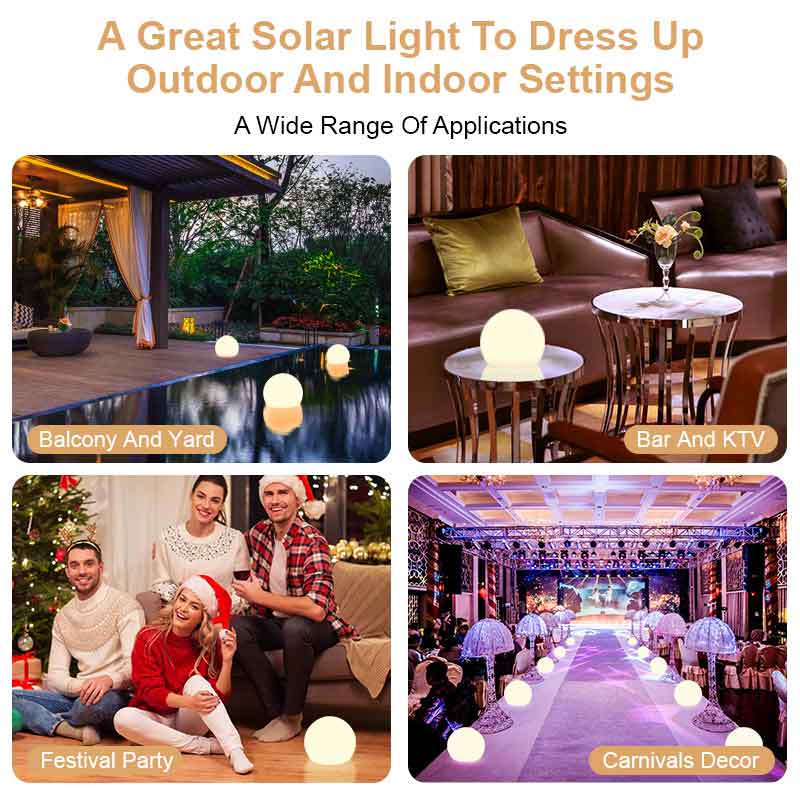 Custom Good Vibes Indoor Outdoor RGB Color Changing LED Solar Sphere Lights