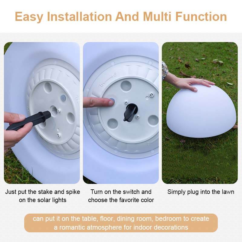 CE Listed Novelty Hemispherical Body LED Solar Floor Lamp Lights