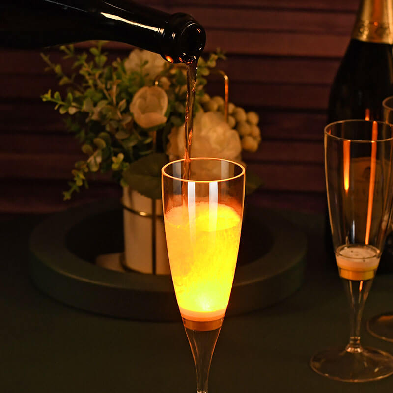 OEM Light Up LED Disposable Personalized Plastic Wine Glasses Champagne flutes
