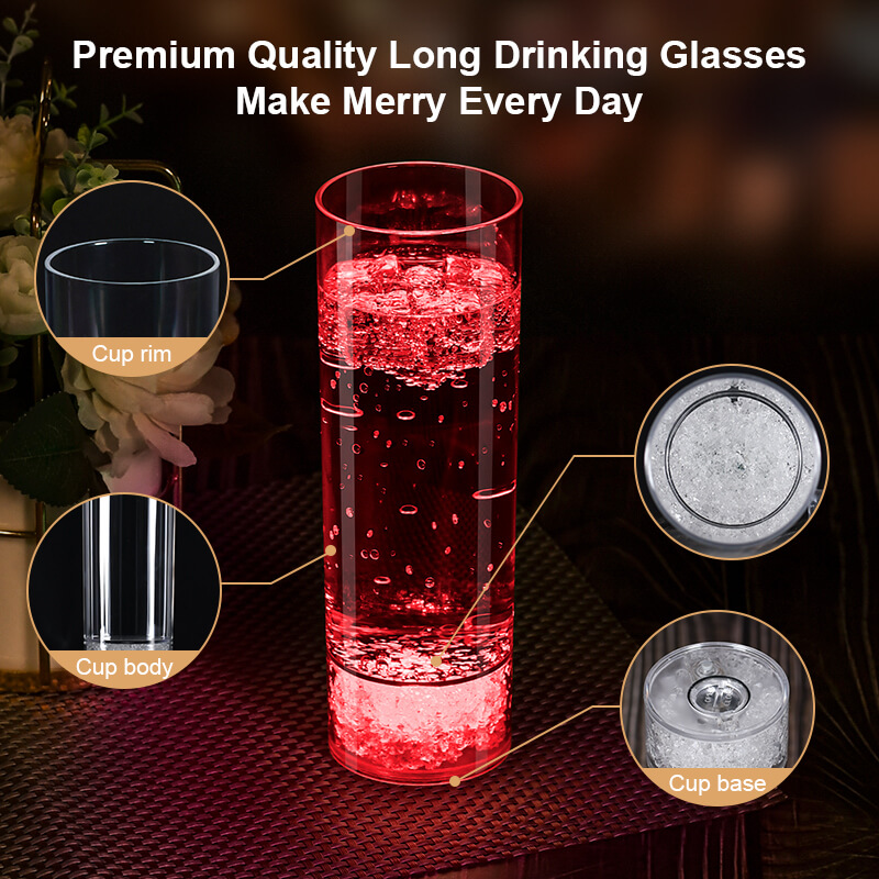 Custom Colorful Glowing LED Plastic Wine Tumblers Drinking Glasses