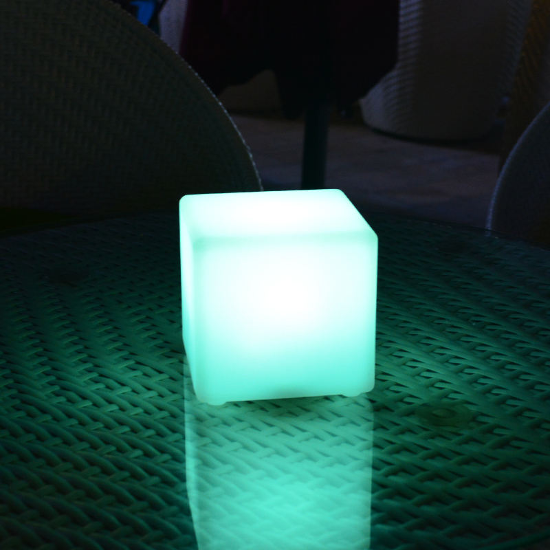 Custom Light Up Illuminated Rotomolded Polyethylene Cube Table Lamp