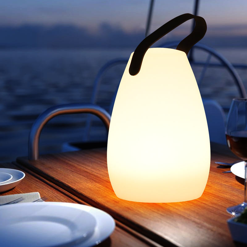 Round Lantern Cordless LED Table Lamp with Handle