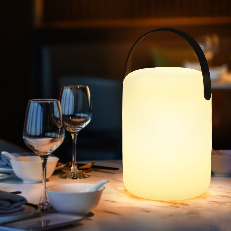 Cylindrical Rechargeable LED Lantern Table Lamp