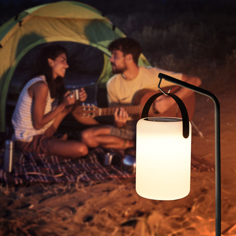 Outdoor Solar USB Rechargeable Cylinder Lantern Table Lamp