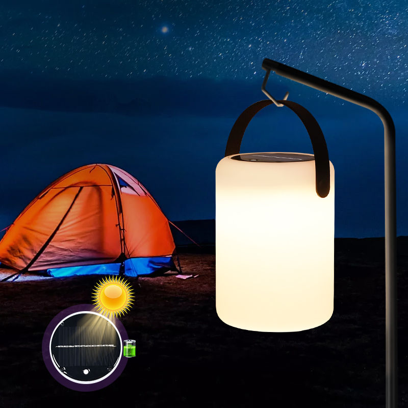 Outdoor Solar USB Rechargeable Cylinder Lantern Table Lamp