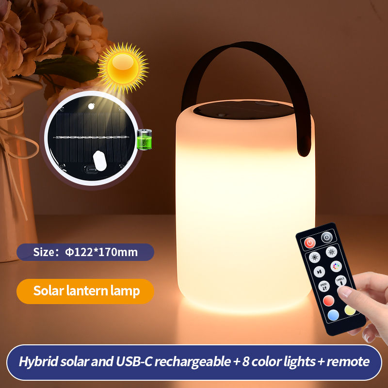 Outdoor Solar USB Rechargeable Cylinder Lantern Table Lamp