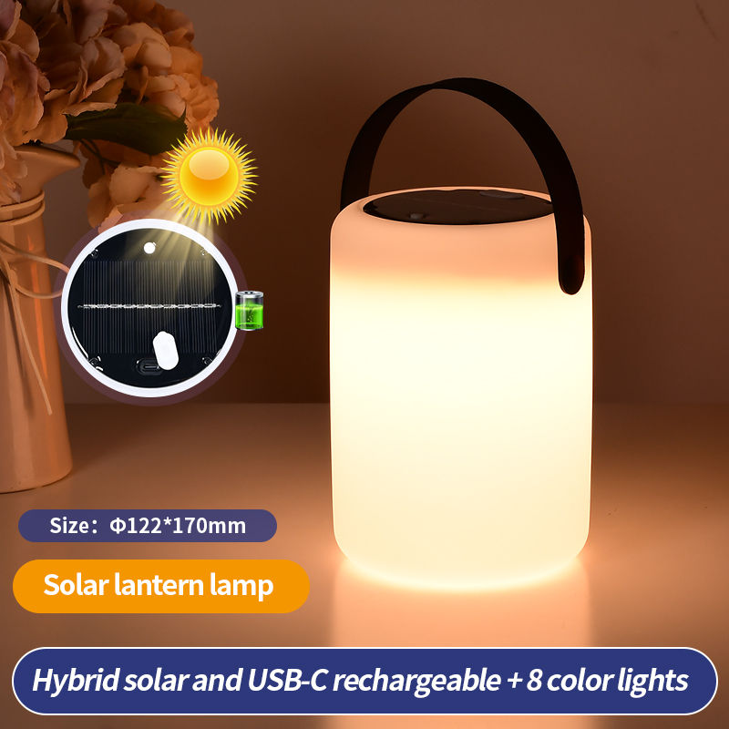 Outdoor Solar USB Rechargeable Cylinder Lantern Table Lamp