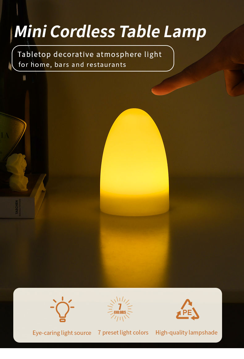 Decorative Egg Shape Cordless LED Mood Light Mini Table Lamp