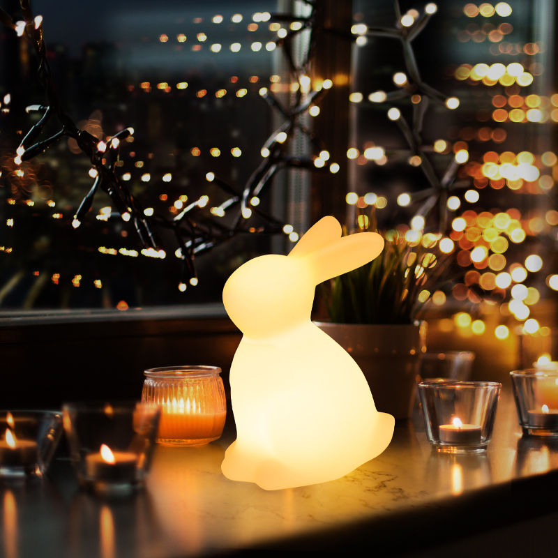 USB Rechargeable RGB LED Light Cute Rabbit Table Lamp
