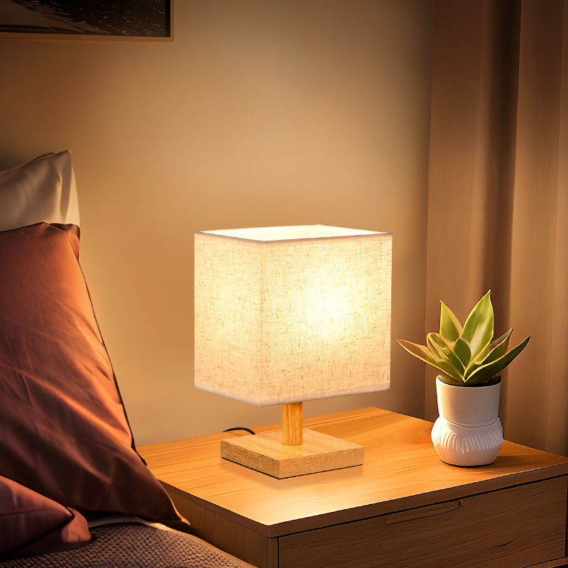 Custom Rectangular Wooden Table Lamp with Printing