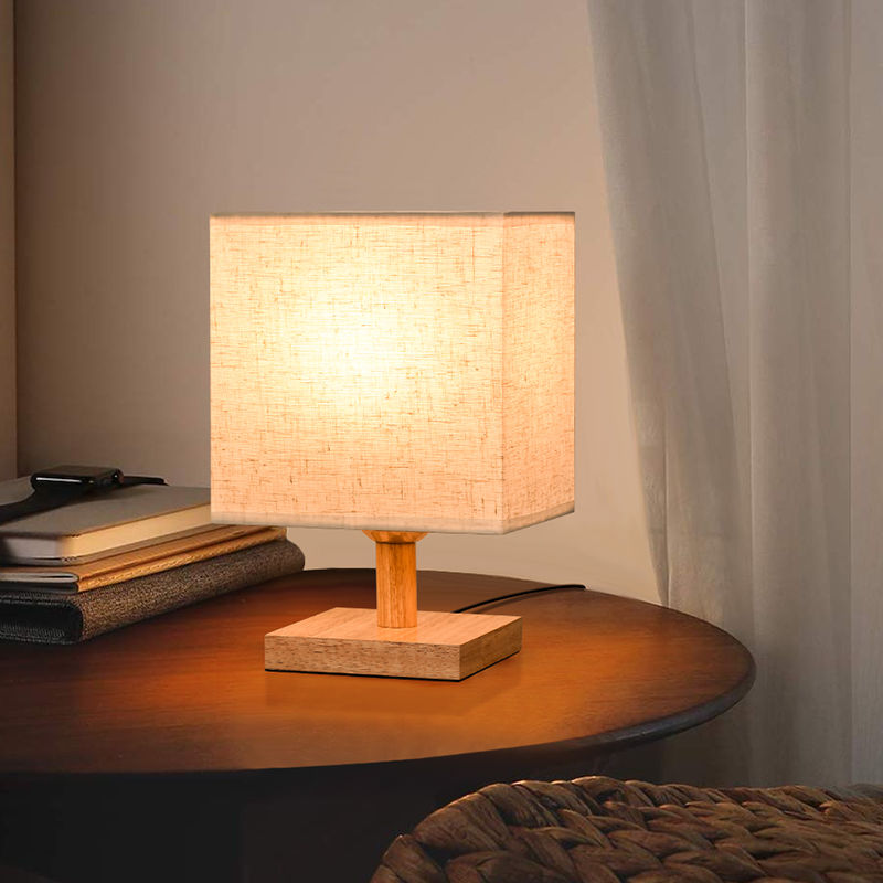 Custom Rectangular Wooden Table Lamp with Printing