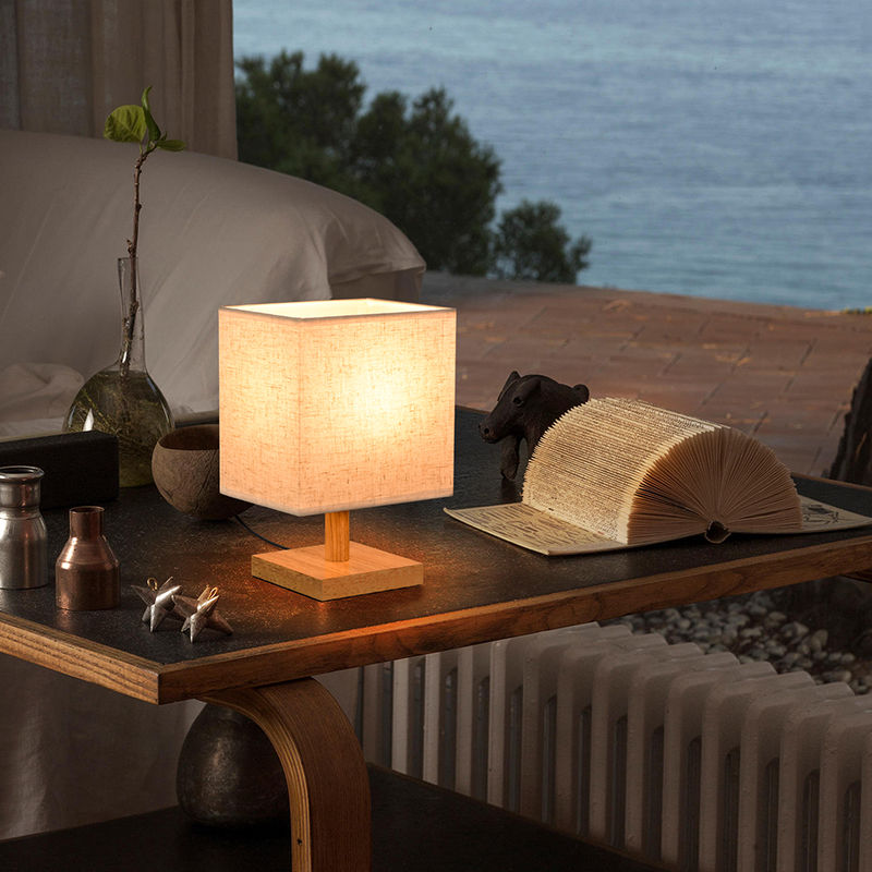 Custom Rectangular Wooden Table Lamp with Printing