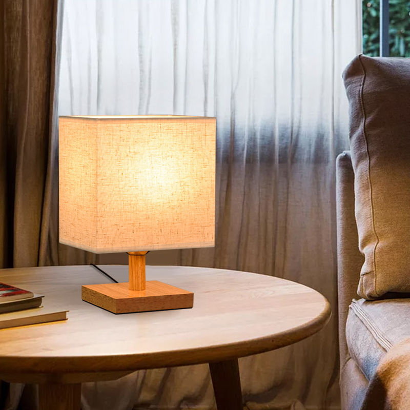 Custom Rectangular Wooden Table Lamp with Printing