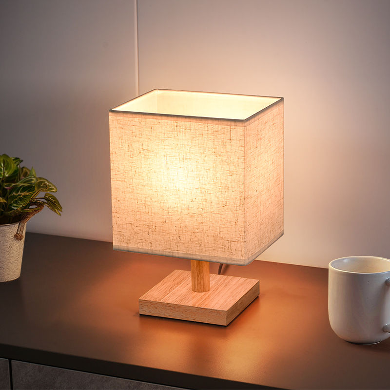 Custom Rectangular Wooden Table Lamp with Printing