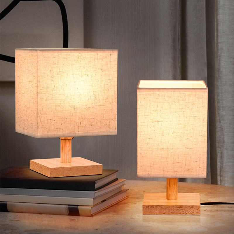 Custom Rectangular Wooden Table Lamp with Printing