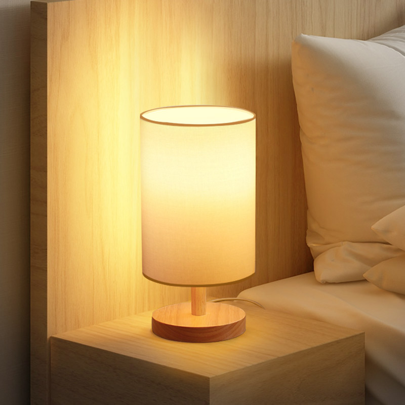 Wooden Base Fabric Shade Table Lamp