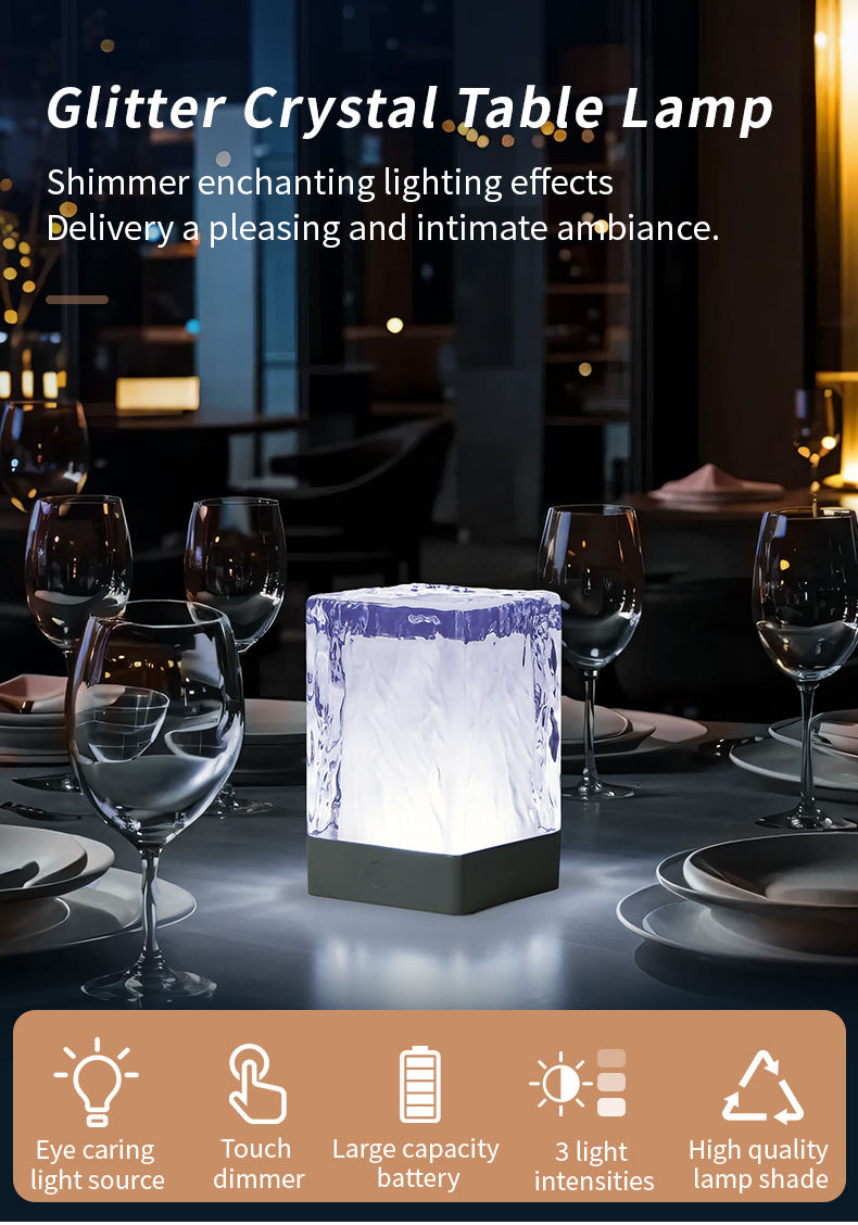 Crystal Table Lamp | Touch Crystal Lamp | Rechargeable Crystal Table Lamp