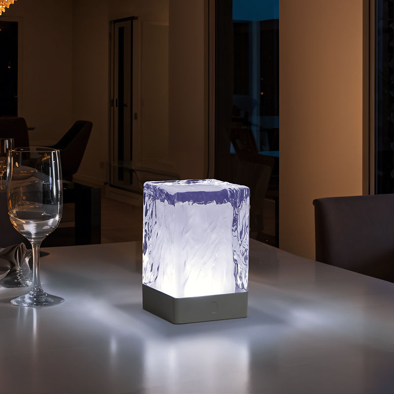 LED Light Rechargeable Touch Cube Crystal Table Lamp