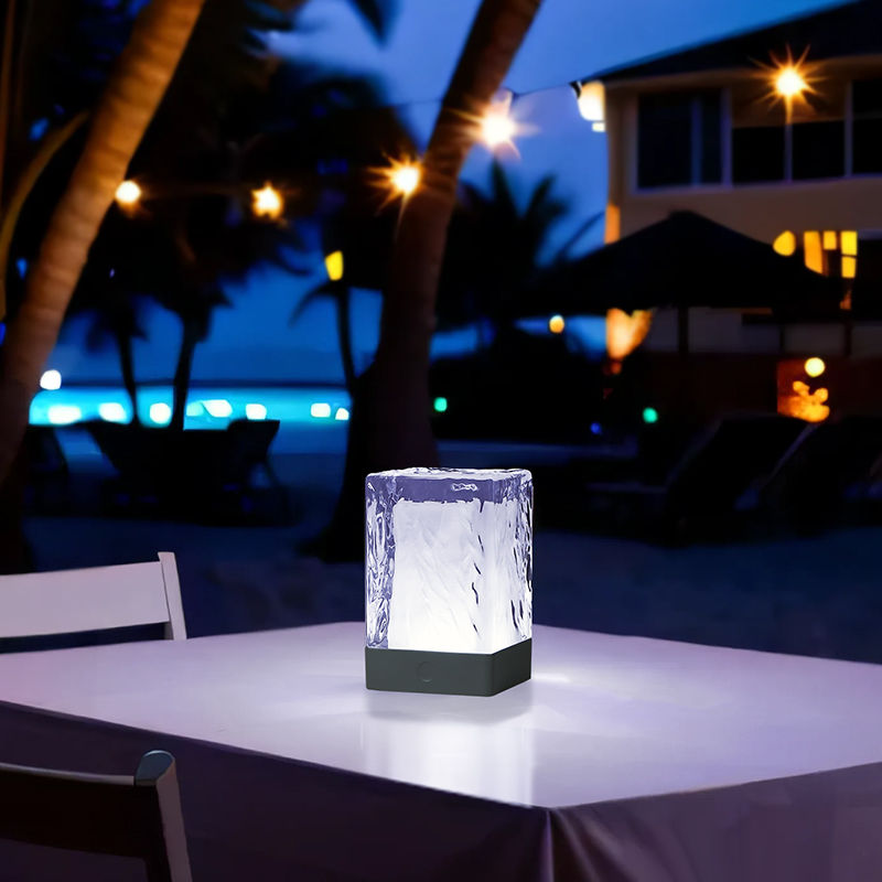 LED Light Rechargeable Touch Cube Crystal Table Lamp