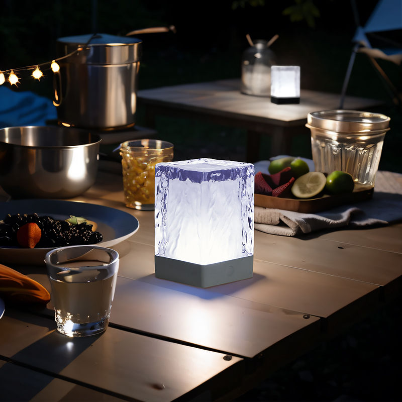 LED Light Rechargeable Touch Cube Crystal Table Lamp