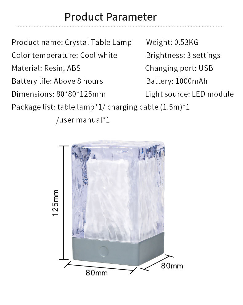 Crystal Table Lamp | Touch Crystal Lamp | Rechargeable Crystal Table Lamp