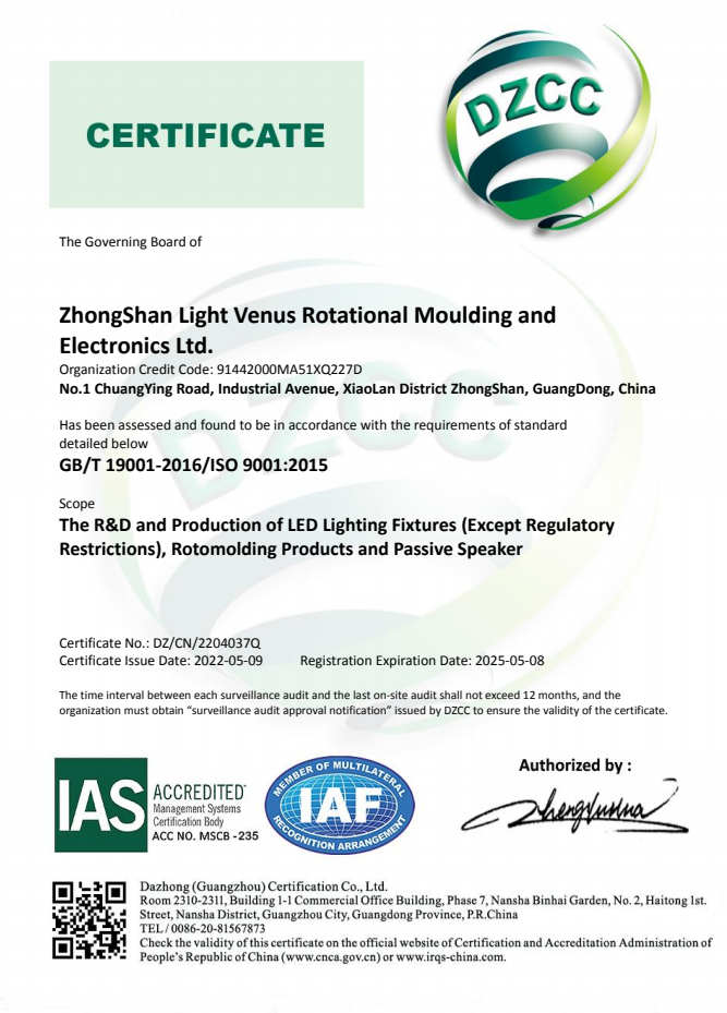 ISO 9001 Certified Custom LED Lights Products Manufacturer | Light Venus