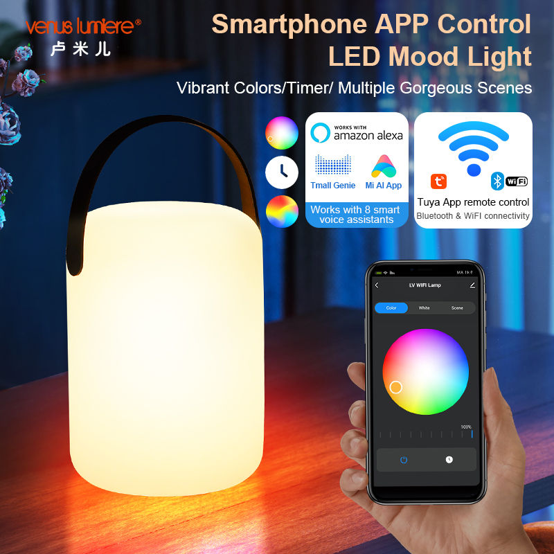 Bluetooth WiFi Tuya APP Voice Control RGBW LED Lights Smart Table Lamp