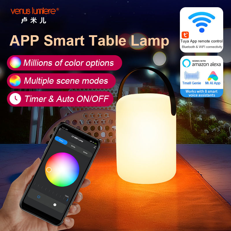 Bluetooth WiFi Tuya APP Voice Control RGBW LED Lights Smart Table Lamp