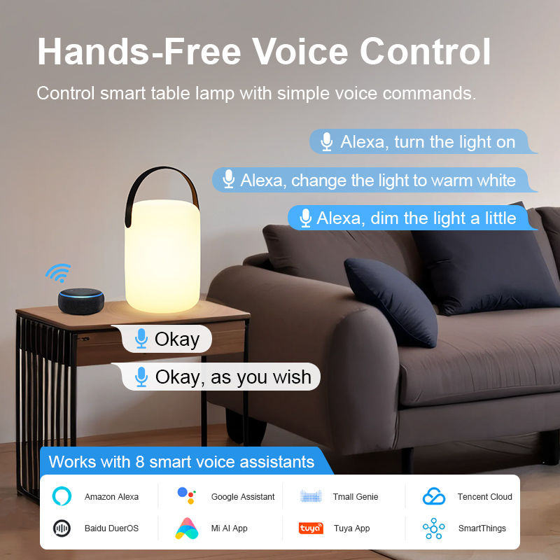 Bluetooth WiFi Tuya APP Voice Control RGBW LED Lights Smart Table Lamp