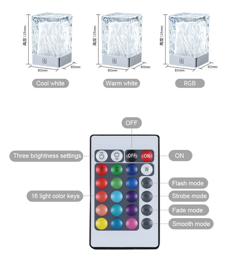 Cordless RGB LED Crystal Table Lamp