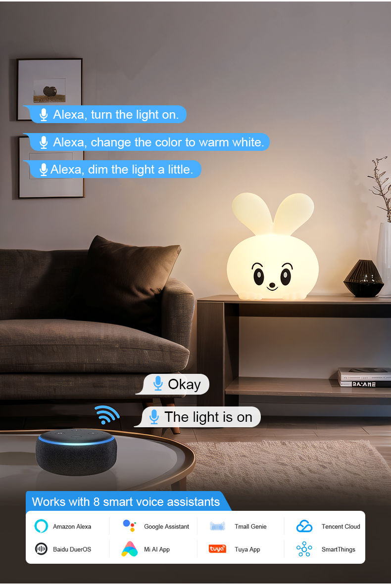 Smart Tuya APP Control RGBW LED Light Bunny Rabbit Lamp