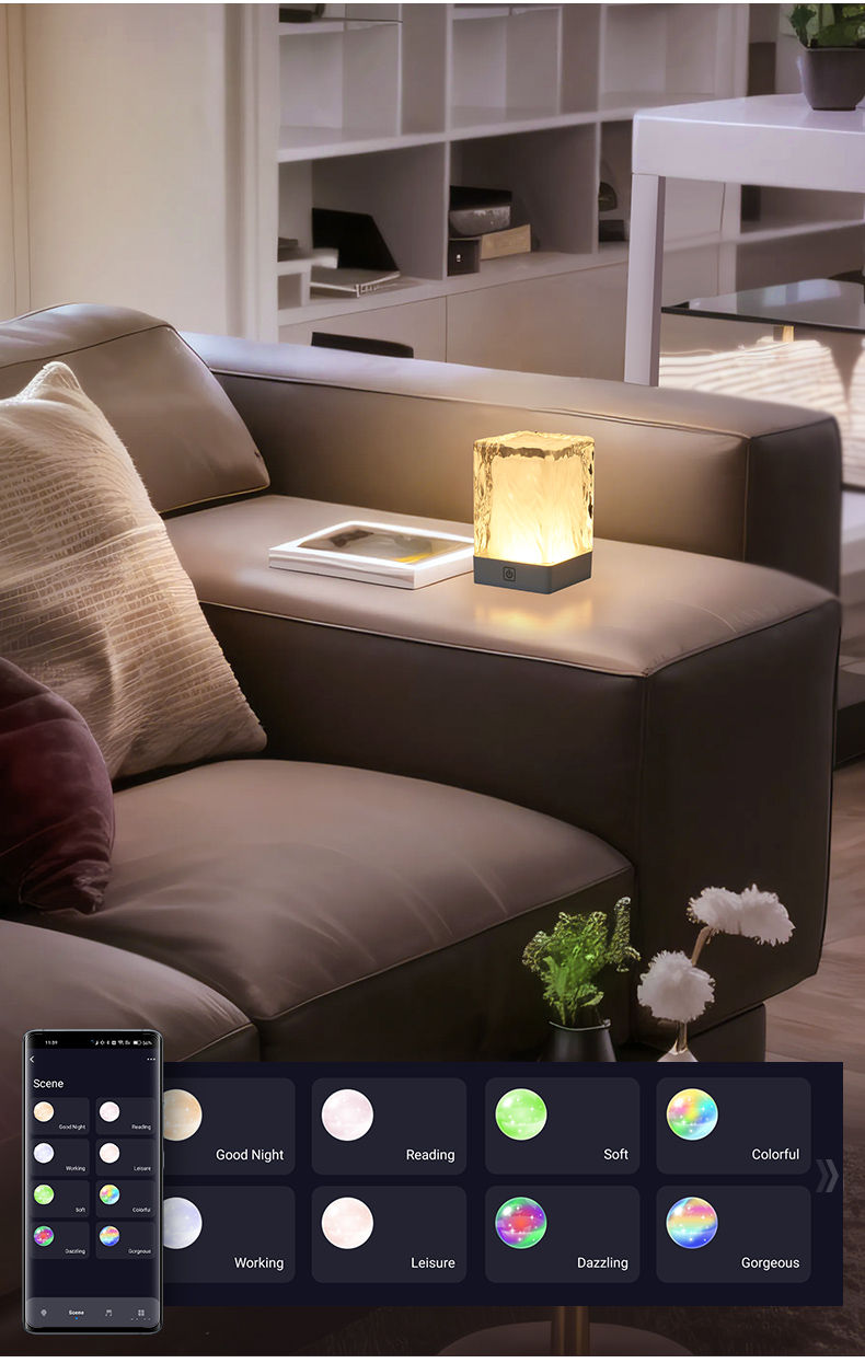 Smart Tuya APP Control Cordless LED Light Crystal Table Lamp