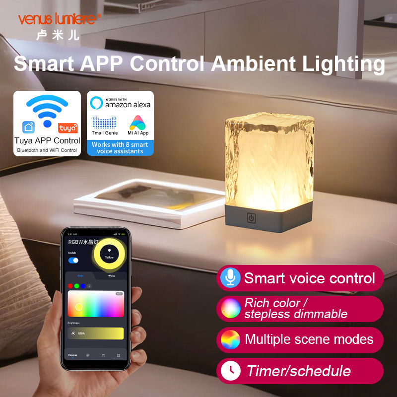 Smart Tuya APP Control Cordless LED Light Crystal Table Lamp