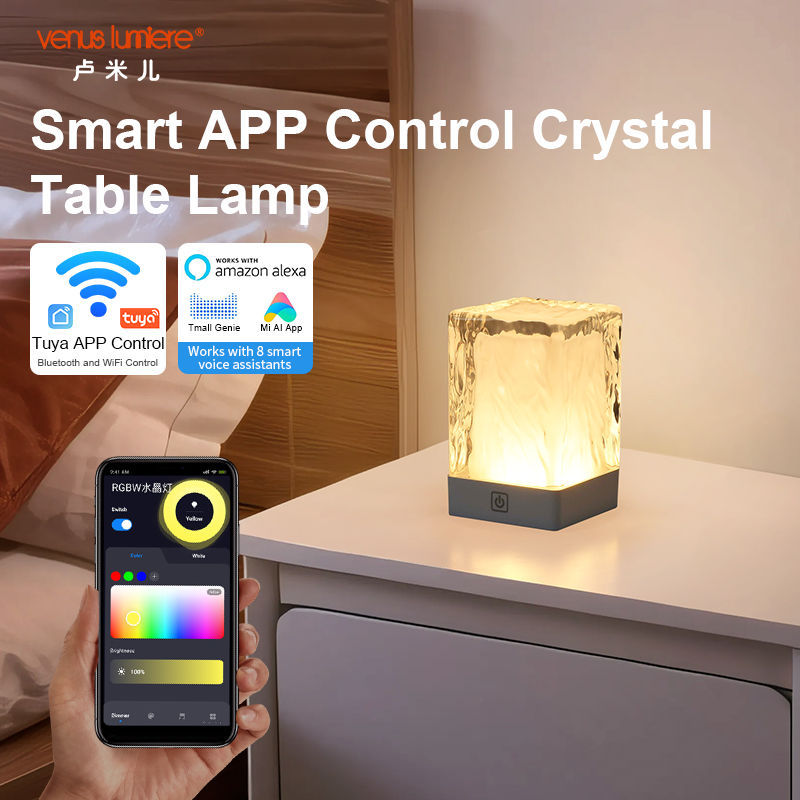 Smart Tuya APP Control Cordless LED Light Crystal Table Lamp