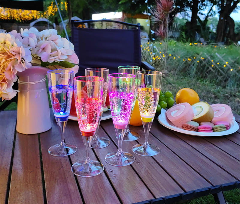 LED Champagne Glasses Elevate Table Setting with a Dazzling Glow | Light Venus